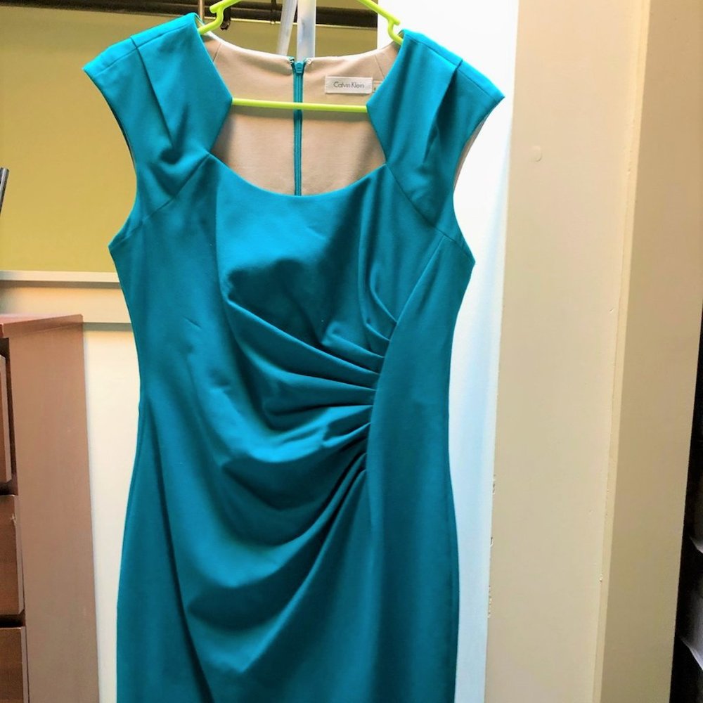 Calvin Klein Womens Blue Sleeveless Office Dress 6